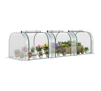 Outsunny Serre tunnel 3×1×0,8 m, Acier PVC HD Anti-UV, 3 fenêtres zippables, Vert/Transparent