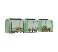 Outsunny Mini serre tunnel à tomates 3 x 1 x 0,8 m Acier PE 140 g/m² Anti-UV 3 portes Vert