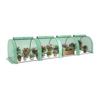 Outsunny Mini serre de jardin – anti-UV, PE 140 g/m², 4 portes zippées enroulables – 4×1×0,8 m, vert