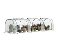 Outsunny Mini Serre de Jardin Tunnel Acier 3,5x1x0,8m Vert et Transparent | Serre à Tomates, PVC Haute Densité Anti-UV, 3 Fenêtres avec Zip Enroulables