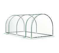 Outsunny Mini Serre de Jardin Tunnel Serre à Tomates 2 x 1 x 0,8 m Vert | Mini Serre Tunnel Extérieur, Porte Xippée, Bâche Plastique Transparent, Métal Époxy