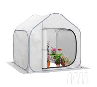 Outsunny Mini Serre Pop-up avec Housse en polyéthylène renforcé, Petite Serre Pliable avec Porte à Fermeture éclair pour intérieur et extérieur, 150 x 148 x 148 cm, Blanc