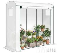 Outsunny Mini serre porte enroulable portable 200 x 75 x 188 cm blanc | Serre à tomates de jardin, 2 fenêtres en maille, usage intérieur extérieur, housse en PE, pour patio jardin