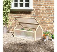 Outsunny Mini serre, Serre compacte en bois, Plaques de polycarbonate, Ouverture de ventilation, 90L x 52l x 49,5H cm, Nature