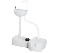 Outsunny Évier à Main Portable Jardin Extérieur Camping Voyager avec Réservoir d'Eau 17L Pompe à Pied 83 x 50 x 103 cm Gris