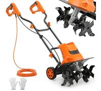 Outsunny Motobineuse Électrique 1500W Bineuse de Jardin Maniable - 6 Lames 65Mn Largeur 40cm Profondeur 20cm - Motoculteur Pliable et Étanche IPX4 pour Potager Semis et Culture Bio, Orange