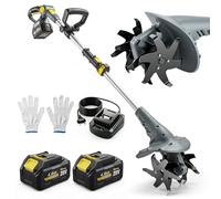 Outsunny Motobineuse sans Fil 18V - Motoculteur Électrique 355W avec 2 Batteries 4,0Ah - Léger et Anti-Mal de Dos, Largeur 20cm - Kit Complet pour Ameublir Le Sol, Potager et Seniors, Gris