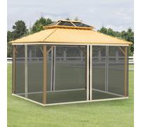 Outsunny Moustiquaire pour pavillon 3 x 4 m 4 paroirs latérales avec zips tissu polyester maille nylon noir et crème
