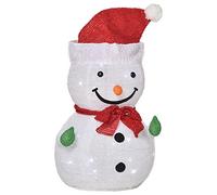 Outsunny Noël Bonhomme de Neige Décoration de Noël avec lumières LED Modèle Noël Jardin Cour Décoration Pliable Résistant aux intempéries Polyester Vert+Rouge+Blanc Ø30 x 51 cm