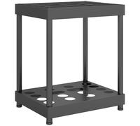 Outsunny Organisateur d'outils de Jardin, Support à Outils de Jardin 16 Compartiments à 2 Niveaux avec Coussinets réglables pour sécateurs, pelles, râteaux, pour abri, Garage, Noir