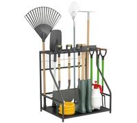 Outsunny Organiseur d'outils de Jardin avec Crochets 3 Niveaux Orange | Porte-Outils de Garage, Support d'Outils de Jardin, pour Sécateurs, Pelles, Râteaux, Jardin, Garage