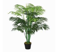 Outsunny Palmier Artificiel 125 cm avec 18 Grandes Feuilles, Base en Ciment et Mousse de Lichen en PE, pour Salon Chambre, Vert