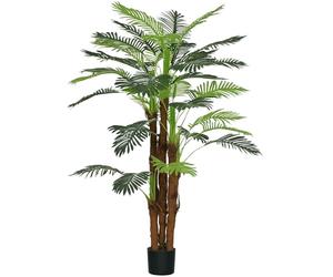 Outsunny Palmier Artificiel H.1,6 m Arbre Artificiel Tronc Branches Lichen Feuilles Grand réalisme Pot Inclus