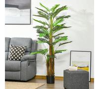 Outsunny Palmier Artificiel H.1,85 m Arbre Artificiel Tronc Branches Lichen Feuilles Grand réalisme Pot Inclus Description:Ajoutez une touche de vert dans votre salon, bureau, entrée, terrasse avec ce
