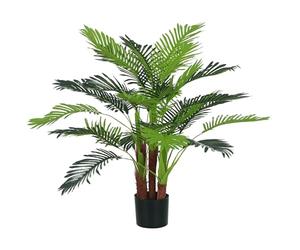 Outsunny Palmier Artificiel H.1 m Arbre Artificiel Tronc Branches Lichen Feuilles Grand réalisme Pot Inclus