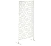 Outsunny Panneau décoratif extérieur motif étoiles - Acier thermolaqué blanc 92x45x198 cm