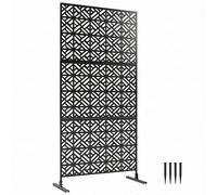 Outsunny Panneau Brise Vue décoratif Extérieur Claustra Décoratif Jardin 3 Panneaux à Motif géométrique paravent extérieur avec Support en métal 92 x 40 x 192 cm, Noir