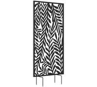 Outsunny Panneau Brise Vue décoratif Extérieur, Claustra Décoratif Jardin à Motif découpé en Feuilles, Paravent Extérieur avec Cadre en Métal, 130 x 65 cm, Noir
