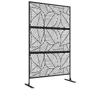 Outsunny Panneau Brise Vue décoratif paravent extérieur Noir à Motif végétal en métal - 122 x 45 x 198 cm, Noir