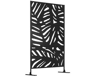 Outsunny Panneau Brise Vue extérieur décoratif à Motif végétal, en métal, 122 x 45 x 198 cm, Noir