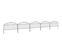 Outsunny Lot de 5 Panneaux de Clôture de Jardin Décoratives en Métal, Bordure de Jardin, pour Parterre de Fleurs - Dim. 305 x 43 cm, Noir