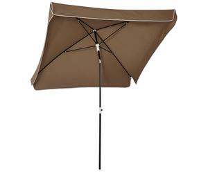 Outsunny Parapluie d'extérieur 2x2 m avec toile carrée, ajustable et portable, métal et polyester, café