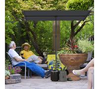 Outsunny Parasol 180 degrés pivotant et réglable en hauteur avec mât en aluminium 150x205cm Gris Foncé