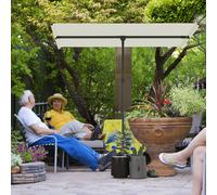 Outsunny Parasol 180 degrés pivotant, Hauteur réglable, Parasol de jardin avec mât en aluminium 150x205cm Beige