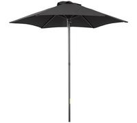 Outsunny Parasol Ø196 cm, Parasol tournant avec fonction de pliage, hexagonal Parasol de balcon Parasol de plage résistant au vent stable Parasol de marché à manivelle Protection solaire pour plage