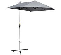 Outsunny Parasol 2 x 2 m Parasol semi-circulaire avec support Parasol de balcon hydrofuge pour jardin terrasses cours 100% polyester Gris foncé