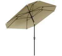 Outsunny Parasol Ø233 cm, Parasol avec fonction de pliage, octogonal Parasol de balcon Parasol de plage résistant au vent stable Parasol de marché à manivelle Protection solaire pour plage Balcon