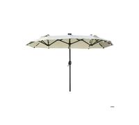Outsunny Parasol 295 X 219 Cm Double Parasol Avec Led, Angle Réglable, Beige Multicolore