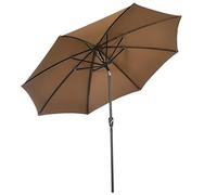 Outsunny Parasol Ø300x252cm inclinable canopée manivelle marron