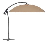 Outsunny Parasol à bascule 2,7 m avec base en croix, parasol de jardin avec ouverture à manivelle et 16 lattes en fibre de verre, kaki, kaki foncé, 243L x 243P x 265A cmAØ276 x 265A cm