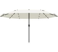 Outsunny Parasol avec LED Double parasol 440 x 256 cm Parasol de jardin blanc