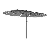 Outsunny Parasol avec LED double parasol 440 x 260 cm Parasol de marché grand parasol de terrasse avec manivelle ovale métal gris foncé