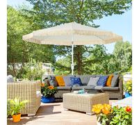 Outsunny Parasol Blanc Inclinable avec Manivelle et 8 Baleines pour Extérieur Anti-UV | Aosom France