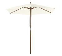 Outsunny Parasol droit rond grande taille de jardin Ø 2,5 x 2,3H m bois de bambou crème