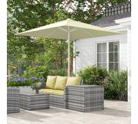 Outsunny Parasol Carré Beige Toile Haute Densité 180g/m² Hauteur Ajustable pour Extérieur | Aosom France