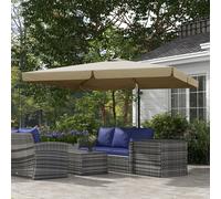 Outsunny Parasol Carré Déporté Beige Inclinable en Aluminium avec Manivelle et Pied Croix | Aosom France