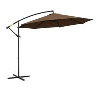 Outsunny Parasol de Jardin Ø3 x 2,5 m avec Base en Croix, Prises d'air et manivelle, Parasol déentré inclinable et pivotant en Acier et Polyester, Protection UV, pour terrasse et Balcon, café