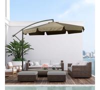 Outsunny Parasol de Jardin à Bras avec Ouverture à Manivelle en Métal et Polyester, Ø2.7x2.7 m, Café