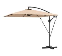 Outsunny Parasol de Jardin déporté 2.5x2.5 m avec Manivelle, Inclinable et Pivotant avec Housse, Kaki
