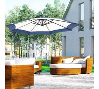 Outsunny Parasol de Jardin Déporté 3x2 m avec Manivelle, Métal et Polyester, Bleu Foncé et Crème