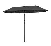 Parasol de jardin double - Outsunny - éclairage solaire - inclinaison par bouton-poussoir, manivelle, 2 aérations - 3 x 1,5 m - gris