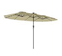 Outsunny Parasol de Jardin Double 36 LED Solaires 395x215cm UPF 50+ Beige