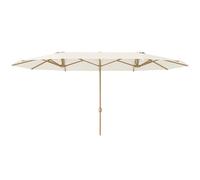 Outsunny Parasol de jardin double 455 x 265 cm, parasol de jardin extérieur, manivelle, poteau en acier, polyester 180g/m², abri soleil UPF30+, pour patio, terrasse, beige