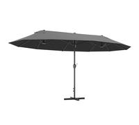 Outsunny Parasol de Jardin Exterieur 4,6 x 2,7 m avec Pied en Croix - Grande Parasol Double Rectangulaire avec Manivelle, Polyester 180 g/m², Protection Solaire - pour Terrasse Patio, Gris
