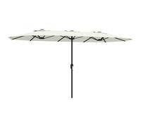 Outsunny Parasol de jardin extérieur 459 x 266 cm, parasol double avec manivelle, polyester 180g/m², protection UV 50+, housse de protection inclus, pour patio, terrasse, crème