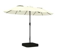 Outsunny Parasol de Jardin Extérieur Double Face 300x150cm avec Base Beige